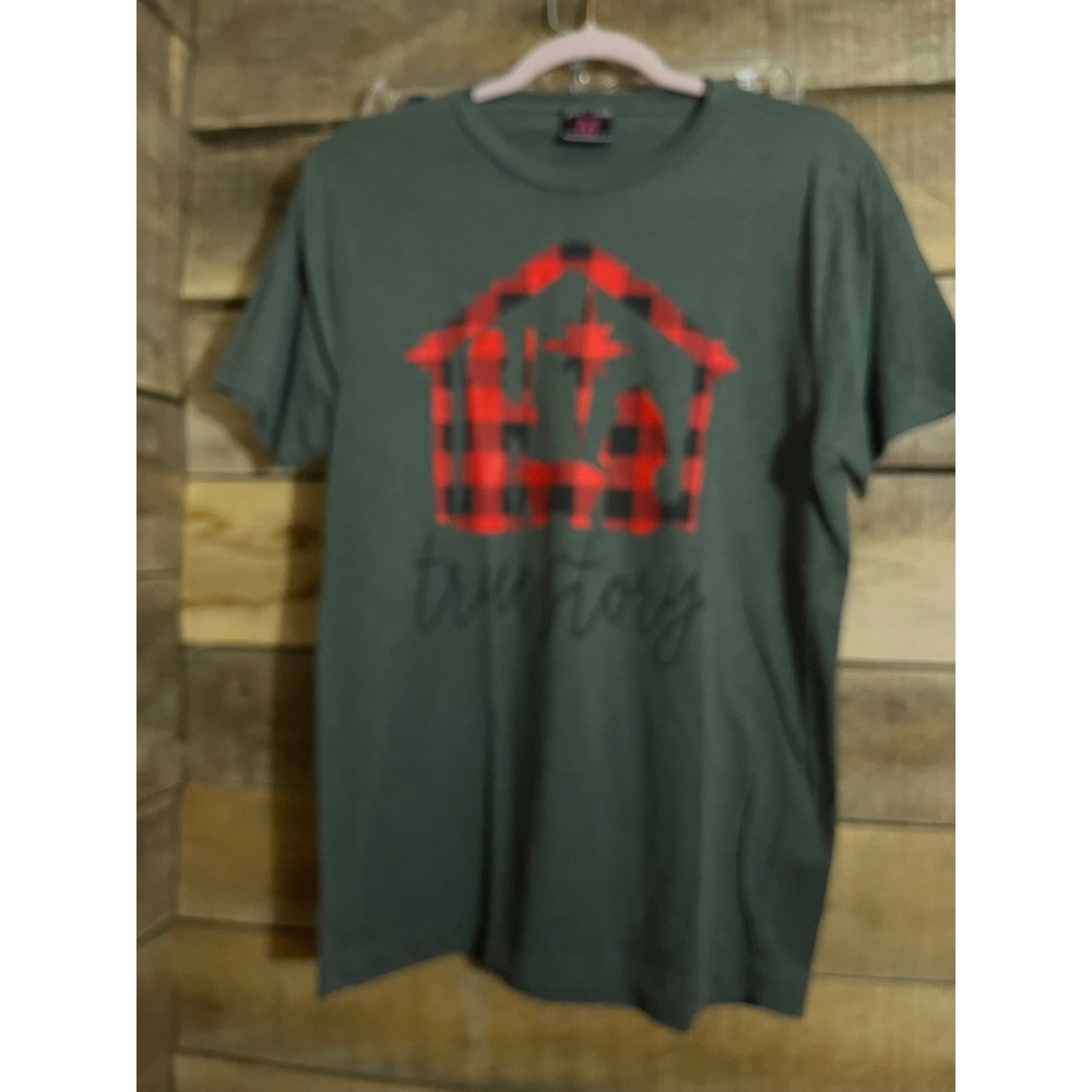 medium Green Christmas‎ Nativity Scene True Story Graphic T Shirt Size Medium
